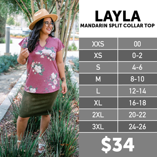 Layla Size Chart